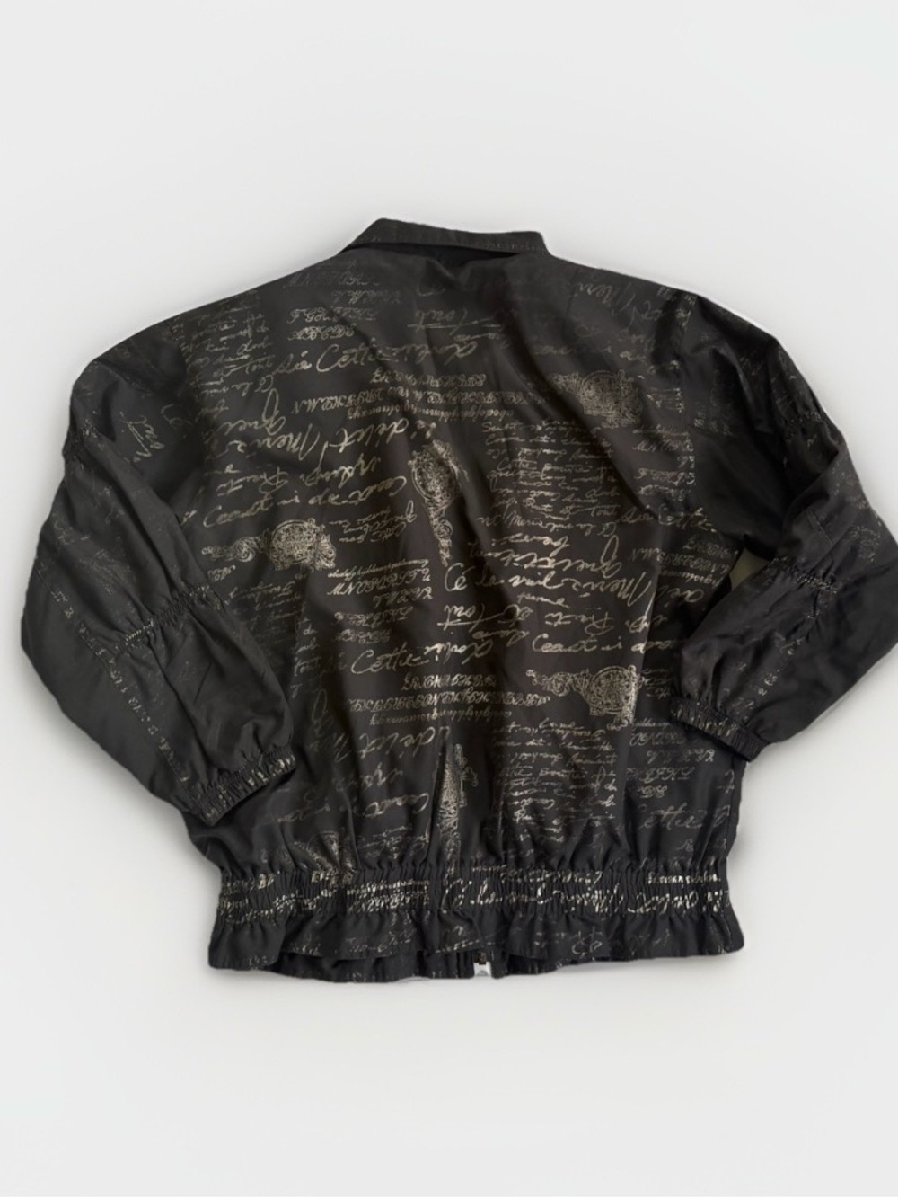 Vintage 80s 90s Windbreaker Track Suit Bomber Jacket & Pants Script Pattern L - Picture 14 of 16